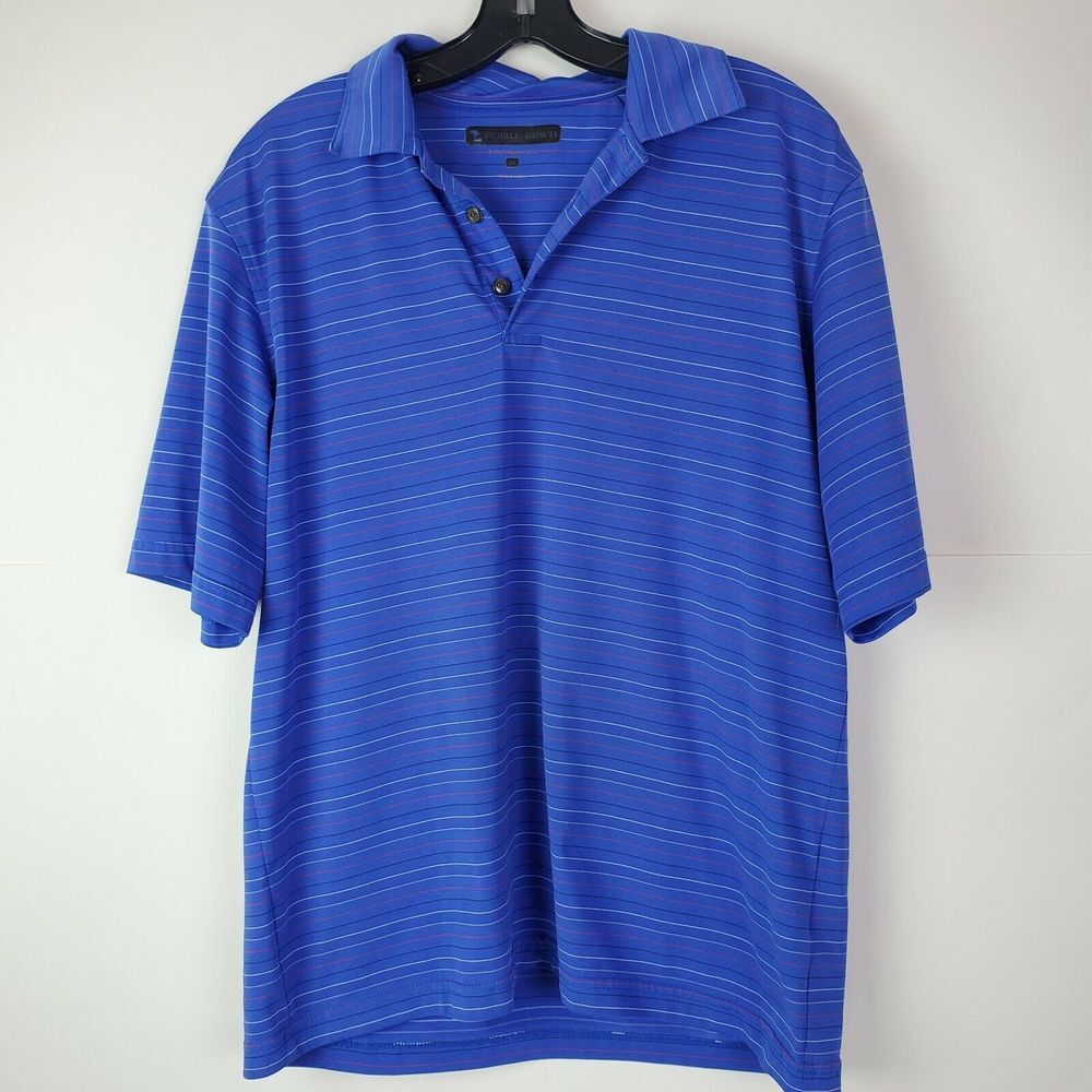 Pebble Beach‎ Golf Polo Performance SS Blue Striped Size M Mens